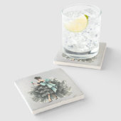 オートグラムガウン、ティフブルーボウとシェード ストーンコースター (横)