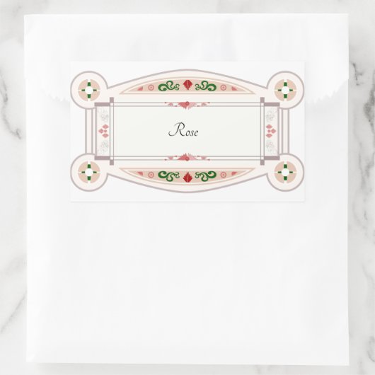 オートコラントレトロアヴェックエティケットバラ 長方形シール (バッグ)