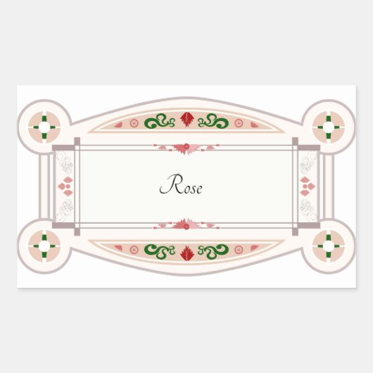 オートコラントレトロアヴェックエティケットバラ 長方形シール (正面)