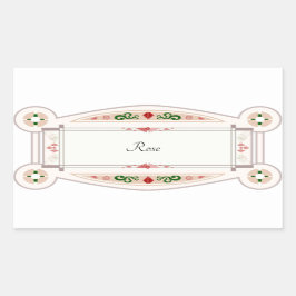 オートコラントレトロアヴェックエティケットバラ 長方形シール