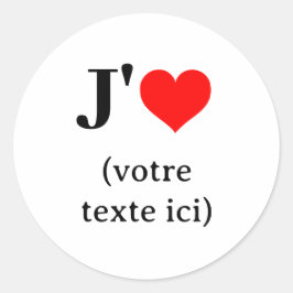 オートコラントJ'aime (vetre texte ici) ラウンドシール
