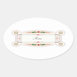 オートコランレトロエティケットバラ 楕円形シール