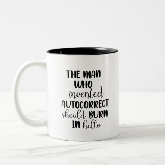 オートコレクトを発明した人は燃え込むべきだ ツートーンマグカップ (左)