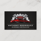 オートショップ整備士 | レッドスポーツエキゾチック車のロゴ 名刺 (正面)