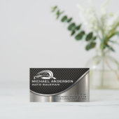 オートスポーツカーロゴ | 工業用金属 名刺 (スタンド正面)