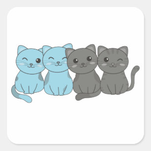 オートセクシャル国旗のプライドLgbtqかわいい猫のパイルスクエア スクエアシール