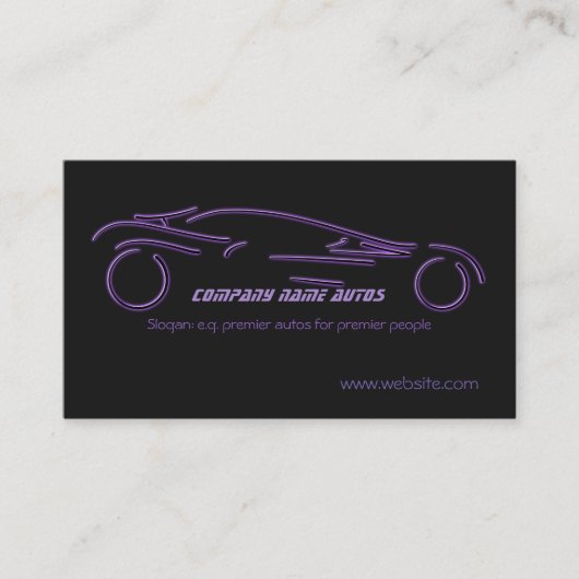 オートセールス、パープルラグジュアリースポーツカーオンブラック 名刺 (正面)