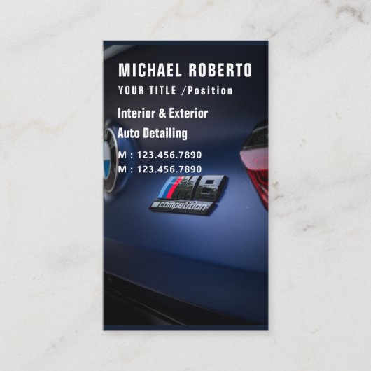 オートディテリングプロフェッショナル洗車赤いクリーニング 名刺 (正面)