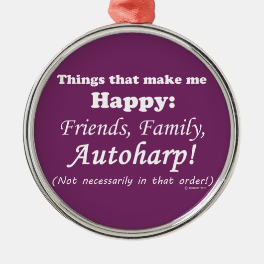 オートハープが私を幸せにする メタルオーナメント (正面)
