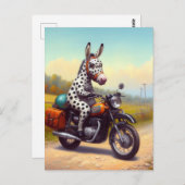 オートバイおもしろいで発見されたロバ ポストカード (正面/裏面)