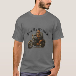 オートバイおもしろいのオランウータン Tシャツ