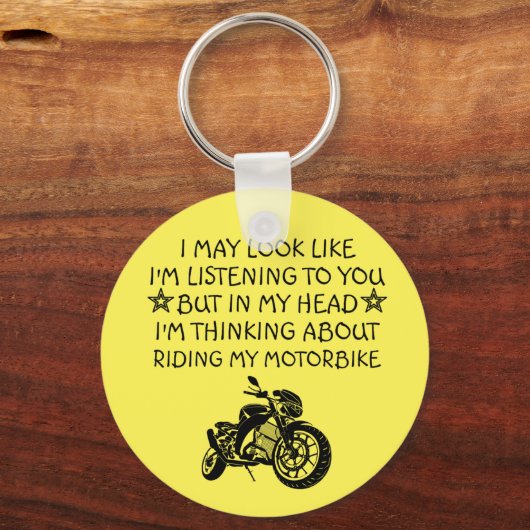 オートバイおもしろいギフト、バイクもしくは自転車に乗る人用ギフト、 キーホルダー (正面)