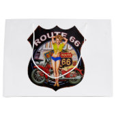 オートバイが付いているアメリカのルート66 ラージペーパーバッグ (正面)