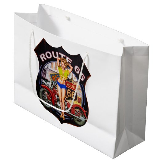 オートバイが付いているアメリカのルート66 ラージペーパーバッグ (正面アングル)