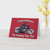 オートバイでのテスト合格おめでとう カード (黄色い花)