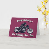 オートバイでのテスト合格おめでとう カード (黄色い花)