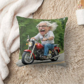 オートバイで幸せな老人 クッション (ブランケット)
