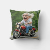オートバイで幸せな老人 クッション (正面)