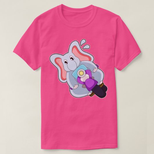 オートバイで象をバイクもしくは自転車に乗る人として Tシャツ (デザイン正面)