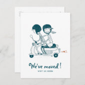 オートバイでNew Address Love Couleを移動 案内ポストカード (正面/裏面)