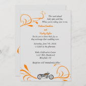 オートバイとスワール結婚式招待状 招待状 (正面/裏面)