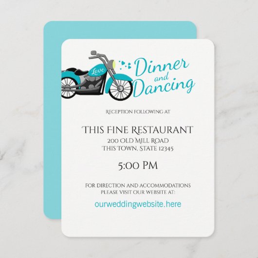 オートバイとハートアクアウェディングレセプション 招待状 (正面/裏面)