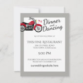 オートバイとハートウェディングレセプション 招待状 (正面)