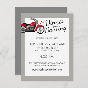 オートバイとハートウェディングレセプション 招待状