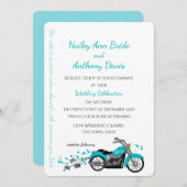 オートバイとハート結婚ズアクア 招待状 (正面/裏面)