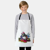 オートバイとバイクもしくは自転車に乗る人としてのペンギン エプロン (着用した状態)