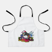 オートバイとバイクもしくは自転車に乗る人としてのペンギン エプロン (正面)