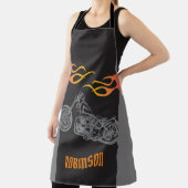 オートバイとバイクもしくは自転車に乗る人の炎 エプロン (インサイチュ)