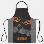 オートバイとバイクもしくは自転車に乗る人の炎 エプロン (正面)