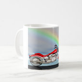 オートバイとレインボー コーヒーマグカップ (正面左)