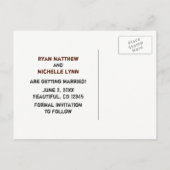 オートバイと山の結婚式の日付を保存 案内ポストカード (裏面)