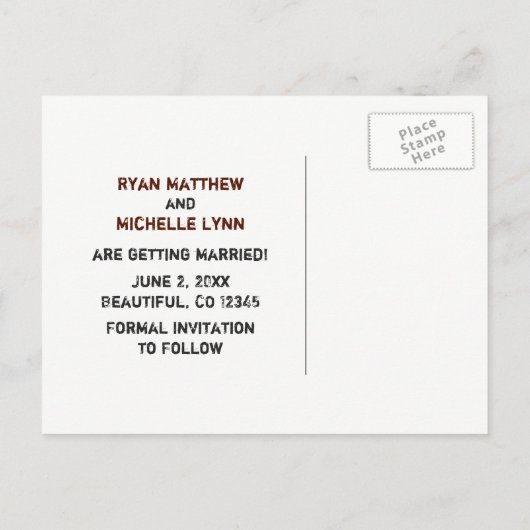 オートバイと山の結婚式の日付を保存 案内ポストカード (裏面)