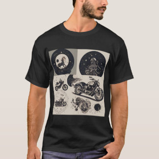 オートバイと星座の図オリジナルTシャツ Tシャツ