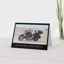 オートバイによるビーチ同情カードバイクもしくは自転車に乗る人 カード