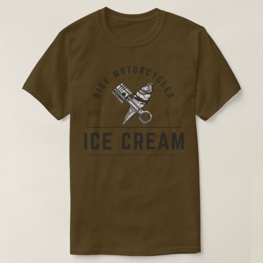 オートバイに乗ってアイスクリームを食べる Tシャツ (デザイン正面)