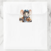 オートバイに乗るかわいいマウスヘルメット スクエアシール (バッグ)