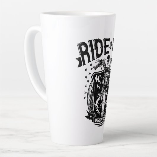 オートバイに乗るか死ぬか カフェラテマグ (左アングル)