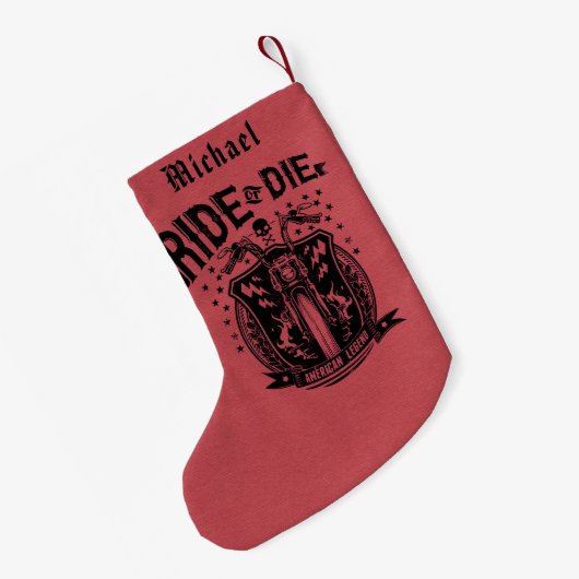 オートバイに乗るか死パーソナライズされたぬ スモールクリスマスストッキング (裏面 (吊り時))