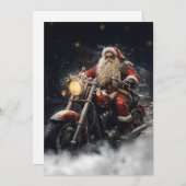 オートバイに乗るクリスマスサンタクロース シーズンカード (正面/裏面)