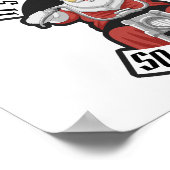 オートバイに乗るサンタクロース ポスター (角)