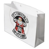 オートバイに乗るサンタクロース ラージペーパーバッグ (裏面アングル)