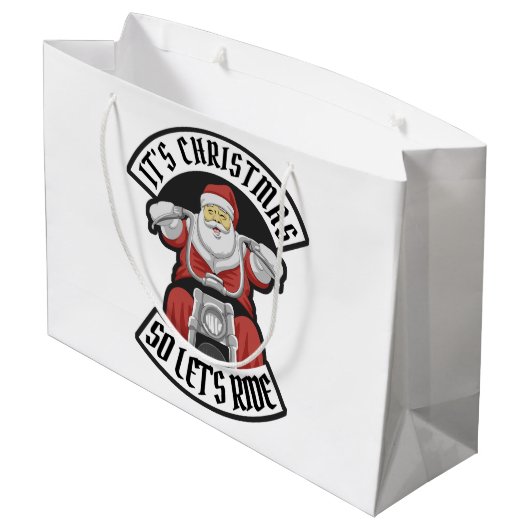 オートバイに乗るサンタクロース ラージペーパーバッグ (裏面アングル)