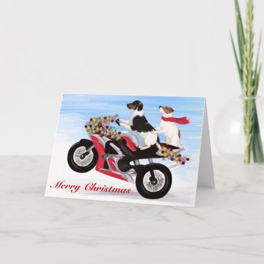 オートバイに乗るジャックラッセルテリア シーズンカード (正面)