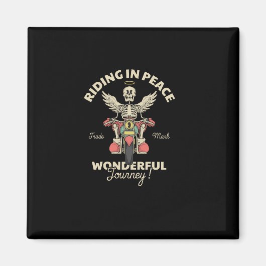 オートバイに乗るスカルエンジェルの漫画の象徴 マグネット (正面)