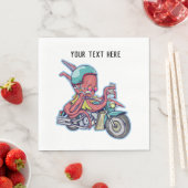 オートバイに乗るタコ スタンダードランチョンナプキン (インサイチュ)