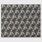 オートバイに乗る髭の生えたコリー ラッピングペーパー (フラット)